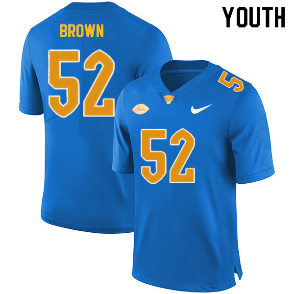 Youth #52 Naquan Brown Pitt Panthers College Football Jerseys Sale-Royal